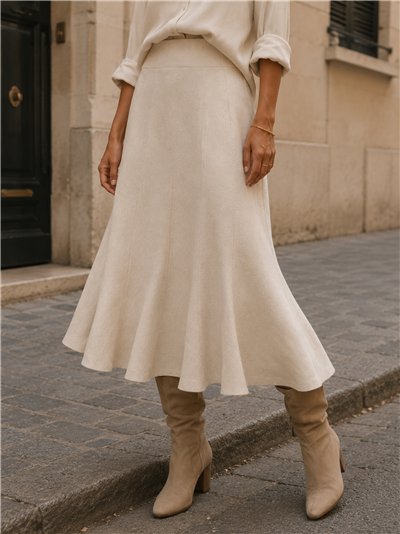 Falda midi de punto evasé