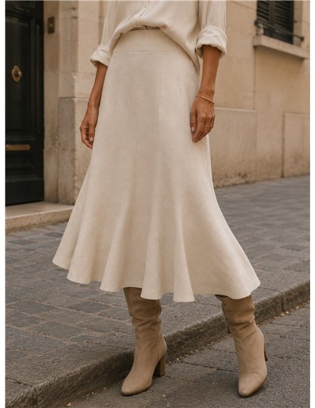 Falda midi de punto evasé