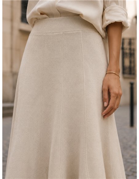Falda midi de punto evasé