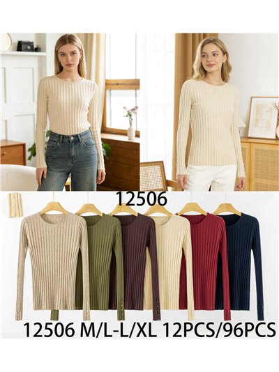 Gerippter Pullover mit Rundhalsausschnitt 2