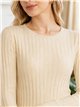 Gerippter Pullover mit Rundhalsausschnitt