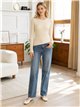 Gerippter Pullover mit Rundhalsausschnitt