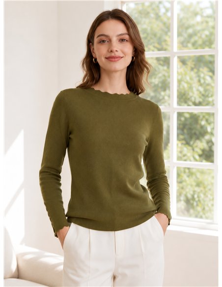 Jersey cuello ondulado