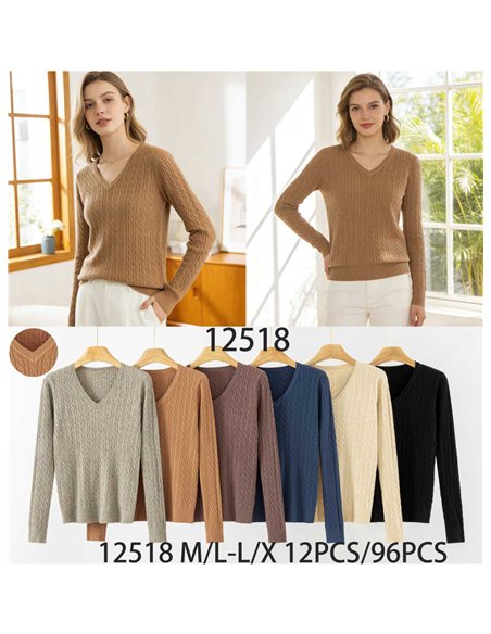 Jersey trenzado cuello pico