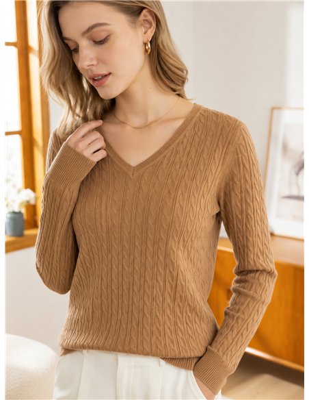Jersey trenzado cuello pico