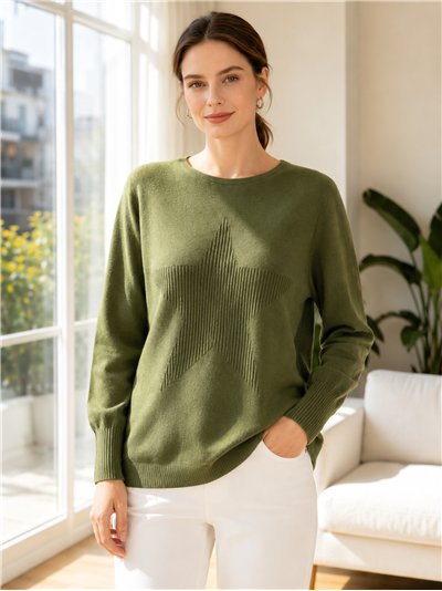 Jersey amplio con estrella en relieve