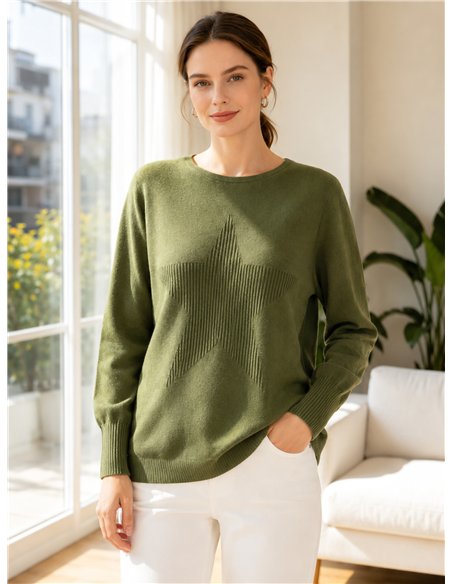 Jersey amplio con estrella en relieve