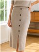 Falda midi de punto con botones frontales
