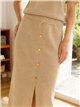Falda midi de punto con botones dorados