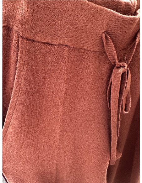 Pantalón punto wide leg con cordón