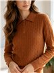 Jersey polo de punto trenzado con botones