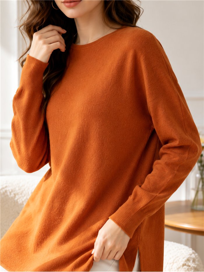 Einfarbiger Jersey mit Seitenschlitzen