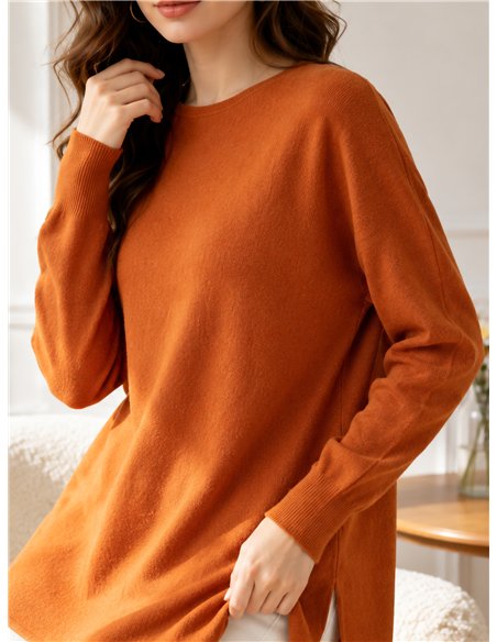 Einfarbiger Jersey mit Seitenschlitzen