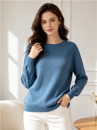 Jersey textura relieve cuello redondo