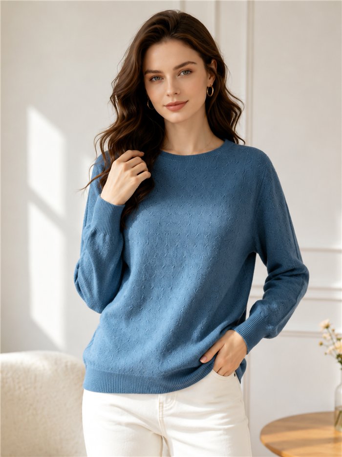 Jersey textura relieve cuello redondo