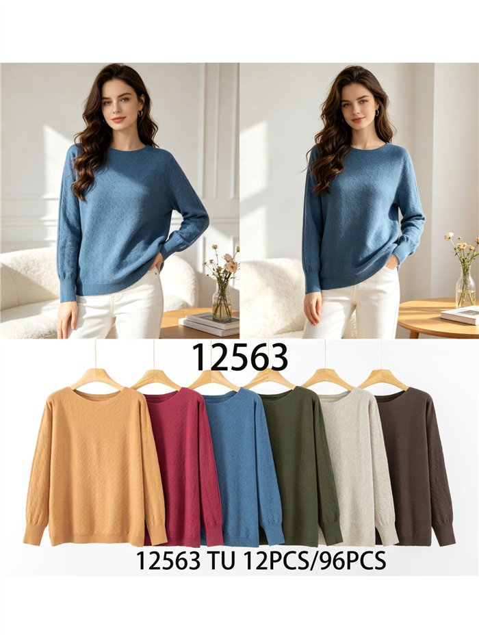 Jersey textura relieve cuello redondo