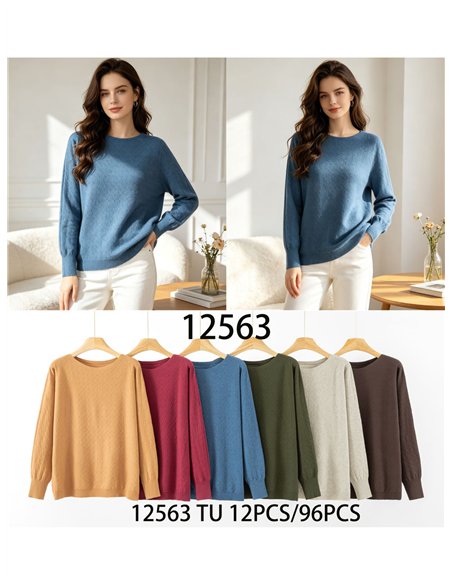 Jersey textura relieve cuello redondo