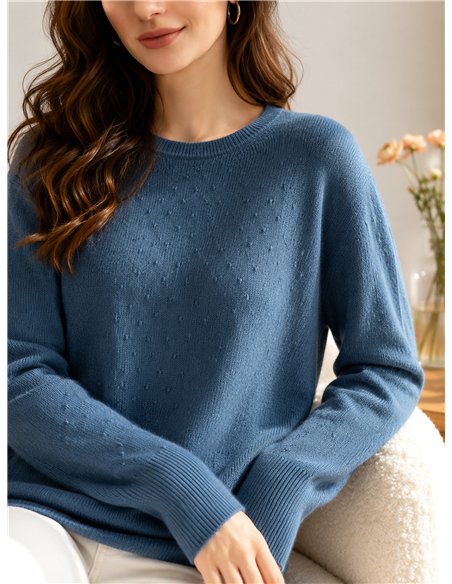 Jersey textura relieve cuello redondo