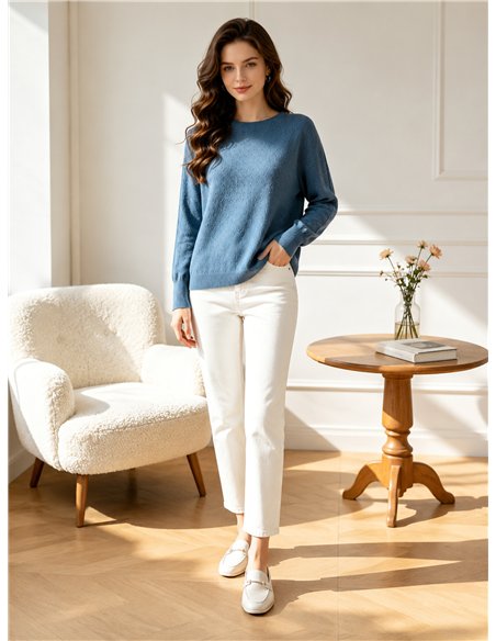 Jersey textura relieve cuello redondo
