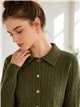Cárdigan trenzado cuello camisero