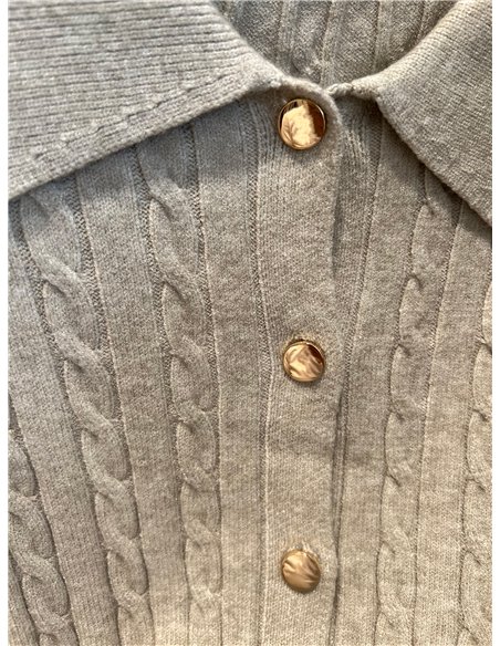 Cárdigan trenzado cuello camisero