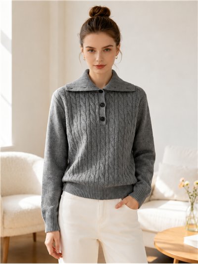 Jersey trenzado cuello polo