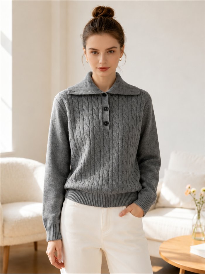 Jersey trenzado cuello polo