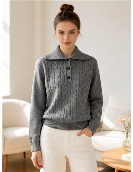 Jersey trenzado cuello polo