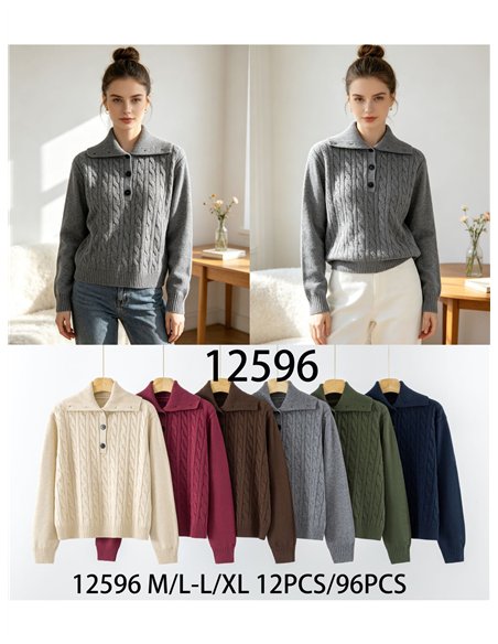 Jersey trenzado cuello polo