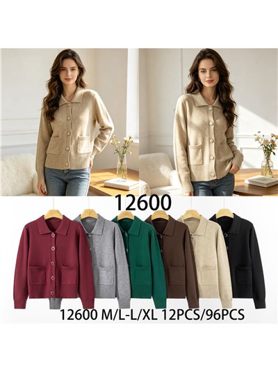 Strickjacke mit Hemdkragen und Taschen 2