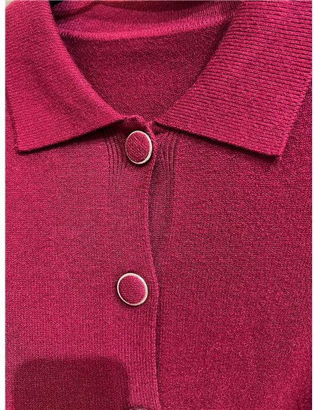 Cardigã com gola de camisa e bolsos