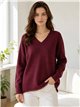 Jersey soft cuello pico bajo desflecado