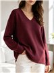 Jersey soft cuello pico bajo desflecado