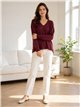 Jersey soft cuello pico bajo desflecado