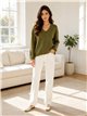 Jersey cuello pico con costura central