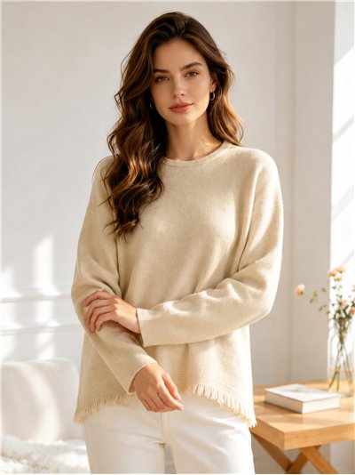 Jersey soft con bajo desflecado