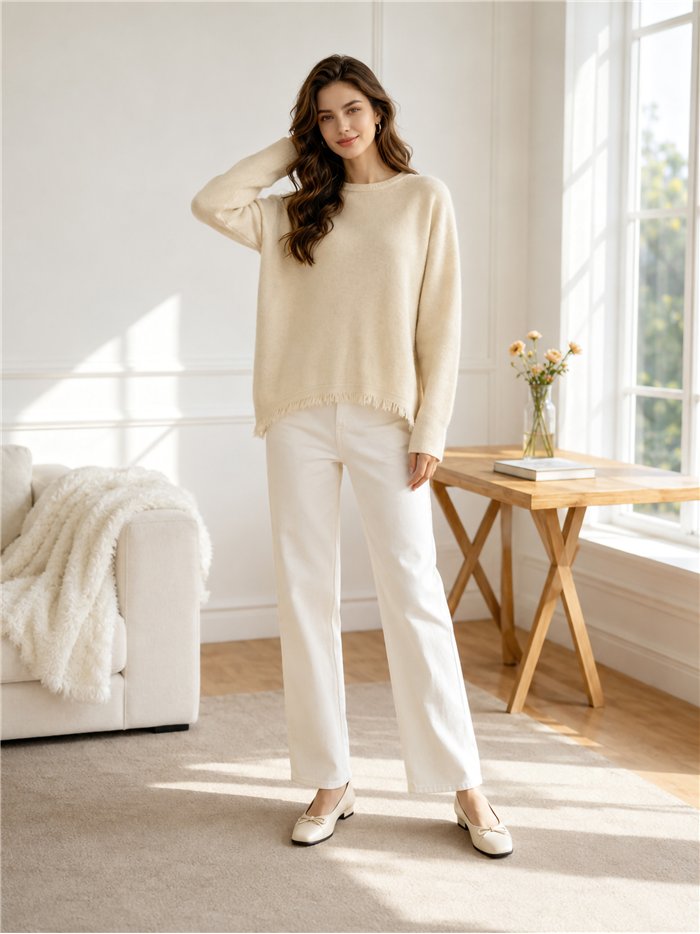 Jersey soft con bajo desflecado