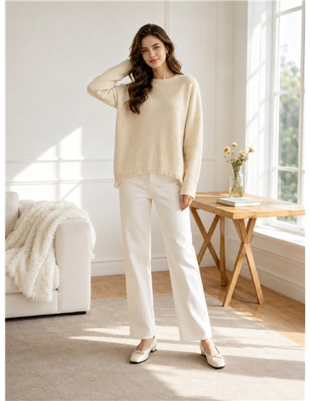 Jersey soft con bajo desflecado