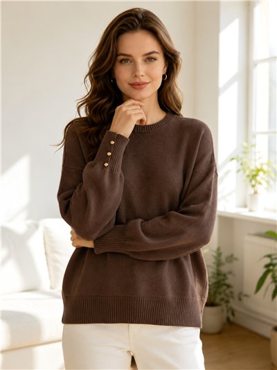 Jersey soft con botones dorados en puño