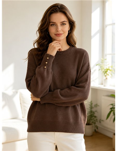 Jersey soft con botones dorados en puño