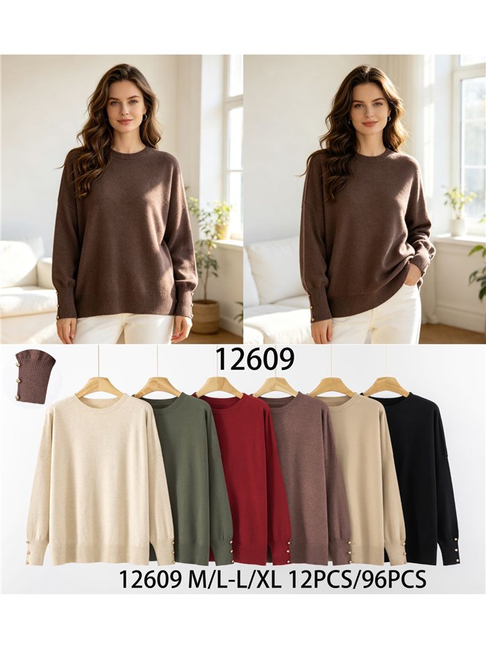 Jersey soft con botones dorados en puño