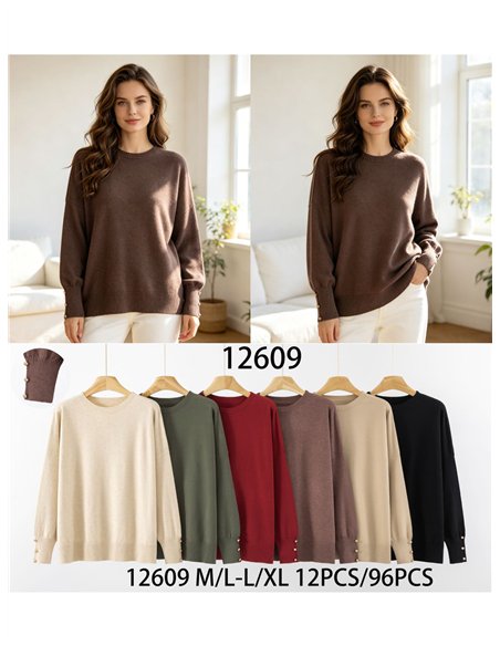 Jersey soft con botones dorados en puño