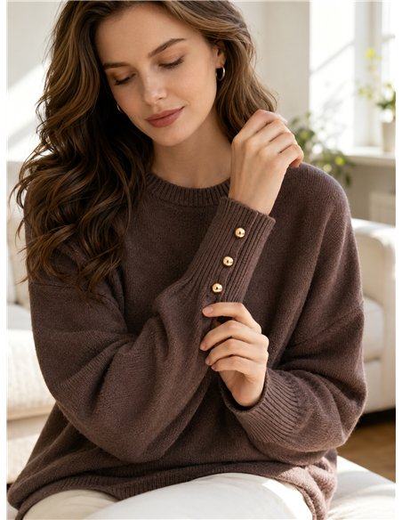 Jersey soft con botones dorados en puño