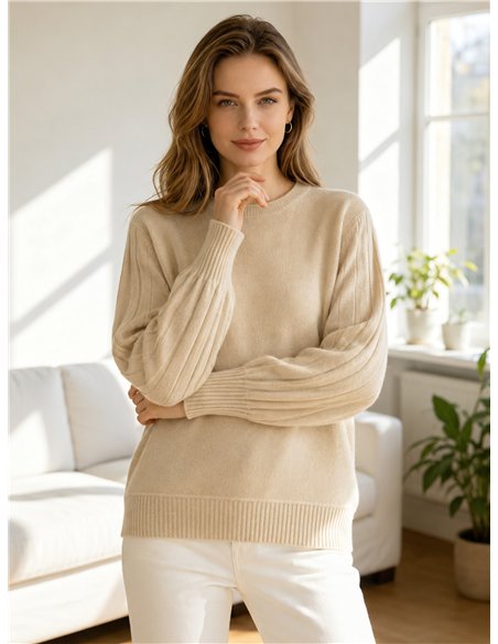 Jersey soft con mangas plisadas