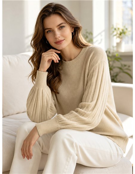 Jersey soft con mangas plisadas
