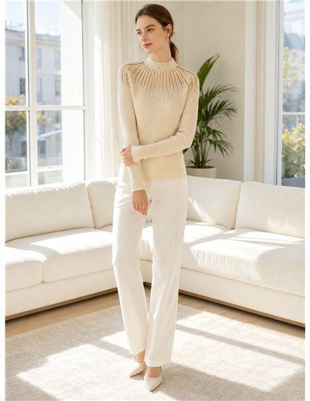 Jersey canalé tul strass