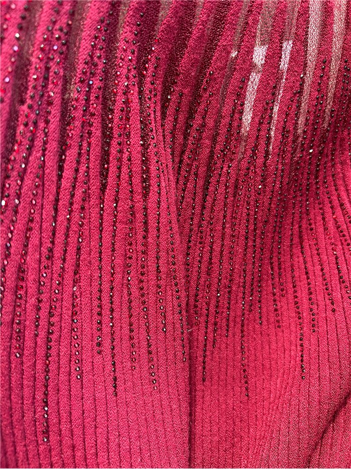 Jersey canalé tul strass