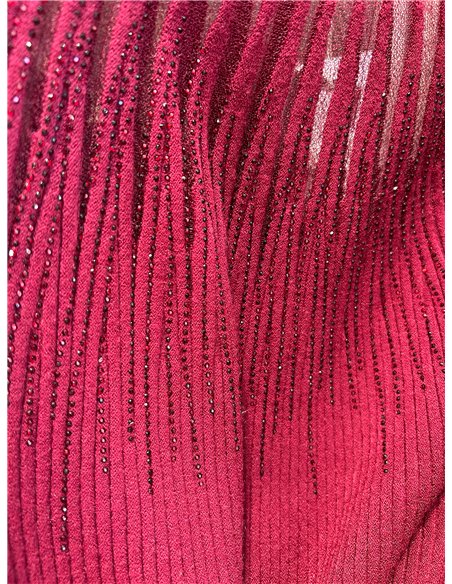 Jersey canalé tul strass
