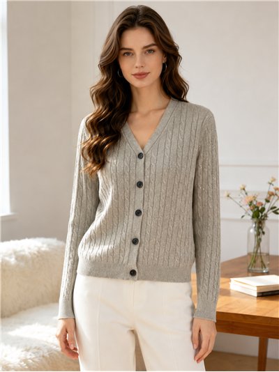 Chaqueta trenzada con hilo metalizado