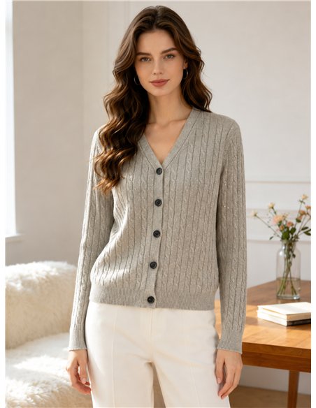 Chaqueta trenzada con hilo metalizado